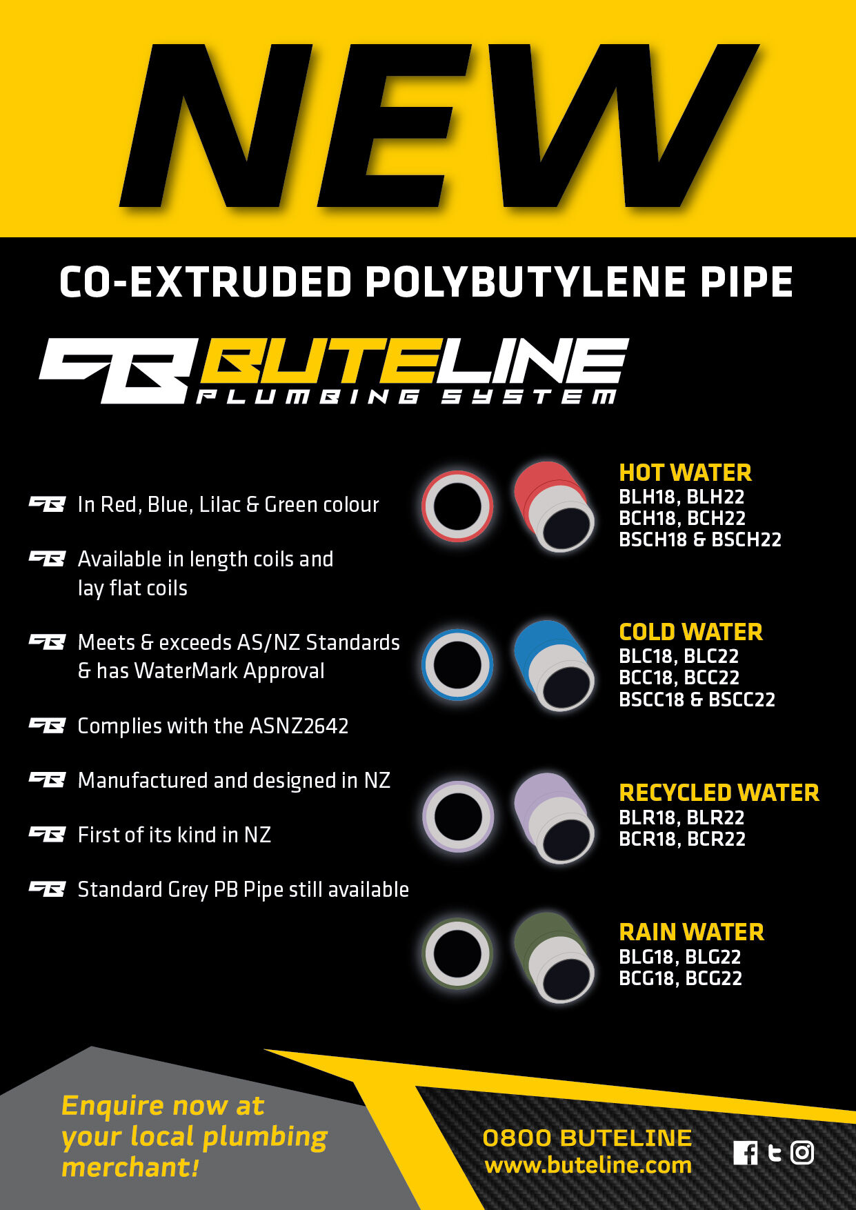New Buteline Co-Extruded Polybutylene Pipe